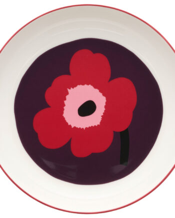 Marimekko Oiva Unikko Dyb Tallerken 20   Cm  Cranberry Pink