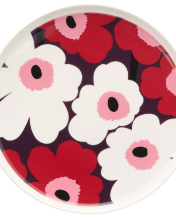 Marimekko Oiva Unikko Middagstallerken 25 Cm  Cranberry Pink
