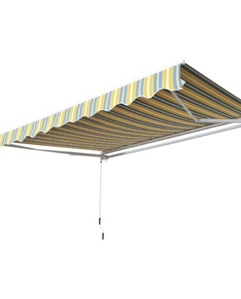 Markise Med Håndsving  Solbeskyttelse  Aluminium  Gul Og Grå  295   245 Cm