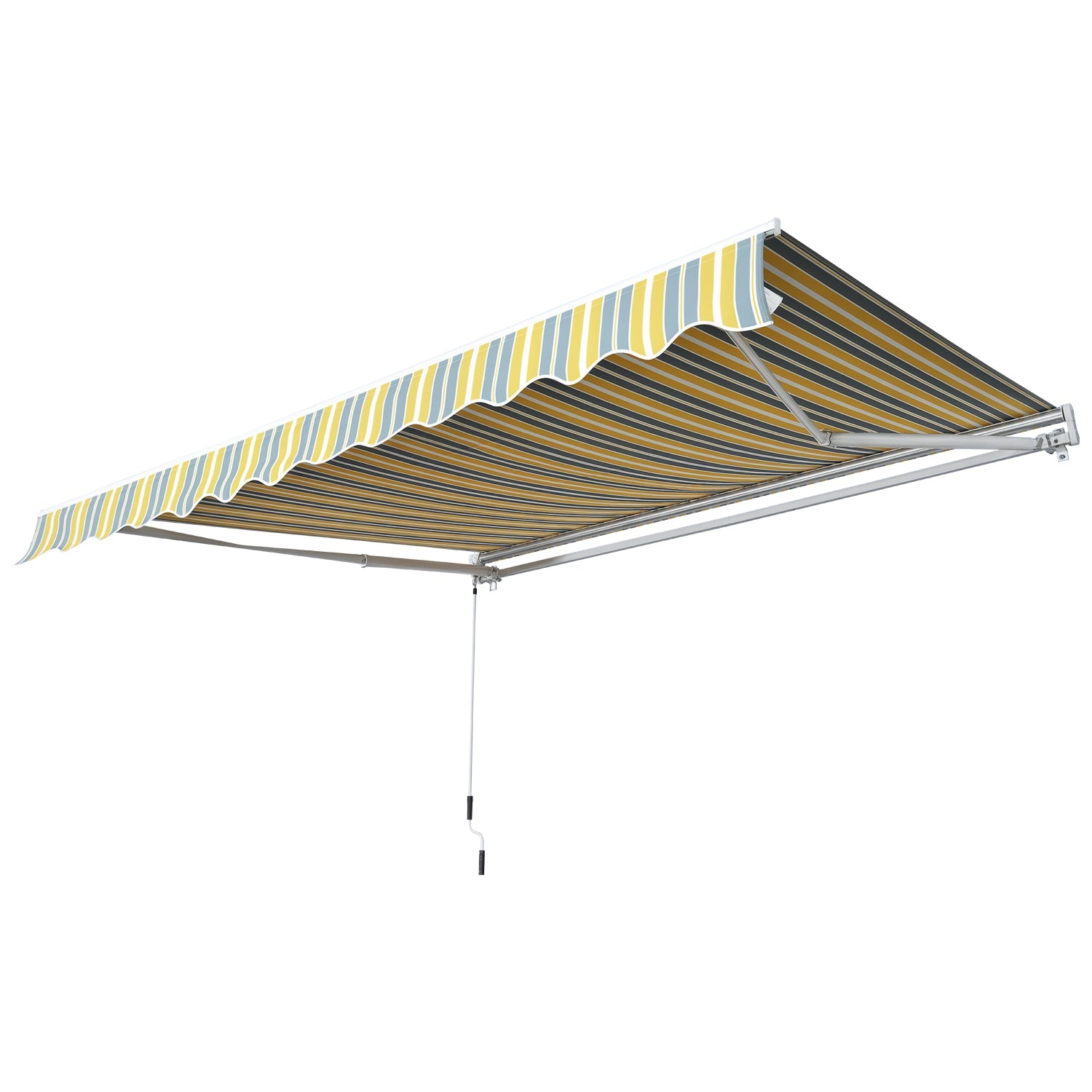 Markise Med Håndsving  Solbeskyttelse  Aluminium  Gul Og Grå  295   245 Cm