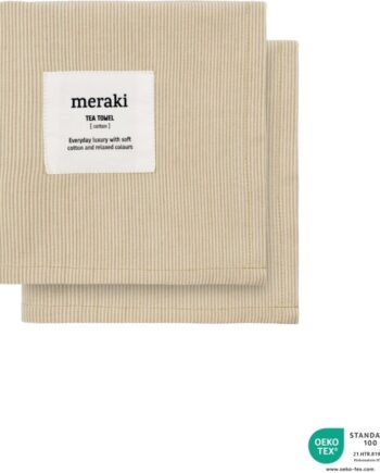 Meraki Verum  -pak Køkkenviskestykker øko-tex 100 Bomuld 55x75 Cm Off White Beige