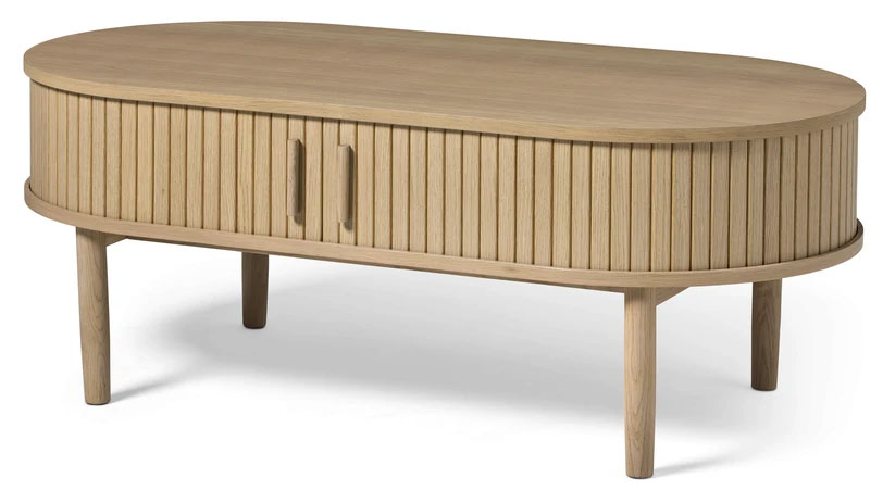 Meta Sofabord       Skydelåger Og   Rum  Oval Hvidpigmenteret Eg  60x120