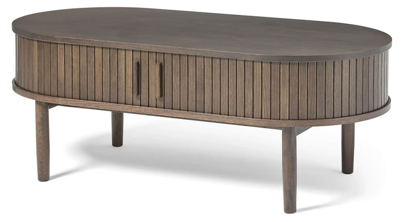 Meta Sofabord       Skydelåger Og   Rum  Oval Mørk Espresso Brun Eg  60x120
