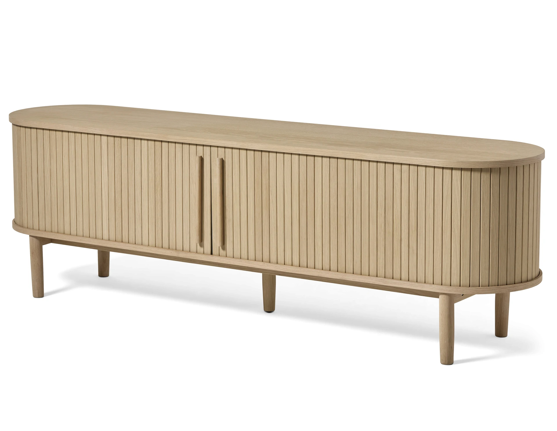 Meta Tv-bord       Skydelåger Og   Hylder  Oval Hvidpigmenteret Eg  180x40