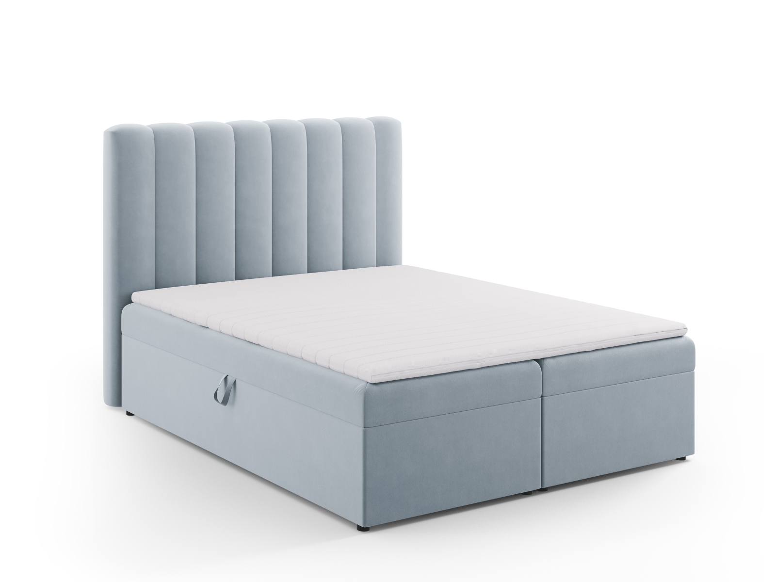 Micadoni Kelp Boxspring Seng     Sengegavl  Boxspring Madras  Topmadras Blå Fløjl  200x160