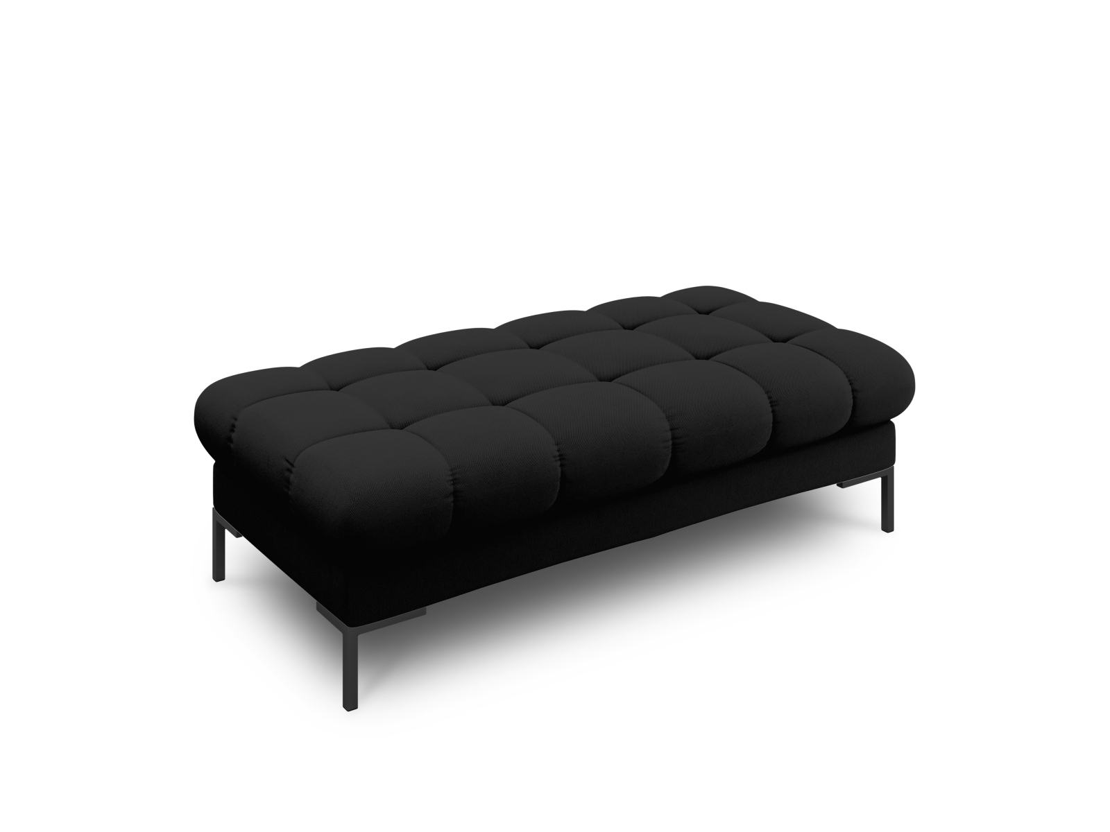 Micadoni Mamaia Bænk    Sæder  Rektangulær Sort Stof Og Sort Metal  62x133x41