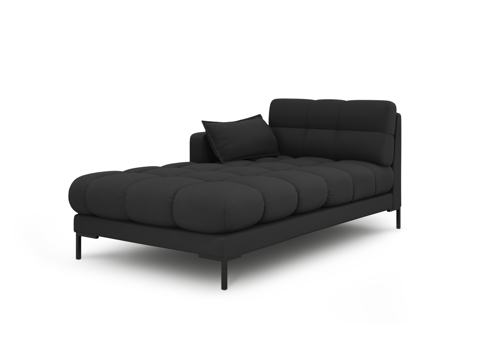 Micadoni Mamaia Chaiselong  Venstre Antracitgrå Stof Og Sort Metal  185x102x75