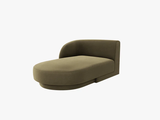Micadoni Miley Chaiselong  Venstre Grøn Fløjl Og Sort Plast  150x95x70