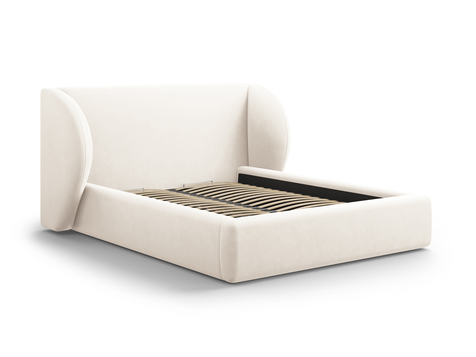 Micadoni Miley Sengeramme     Sengegavl Og Lameller Beige Fløjl  200x200