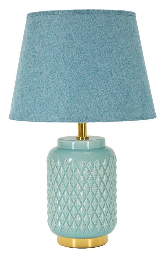 Moderne Bordlampe   Keramik  Metal Og Stof   28x44 Cm