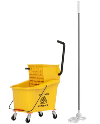 Moppespand På Hjul Med Moppepresse  Moppeholder  36 Liter  Plastik  Gul