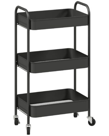 Multifunktionsvogn  Rullevogn  Køkkenvogn    Hylder    Hjul  45 Cm   30   Cm   79 Cm  Sort