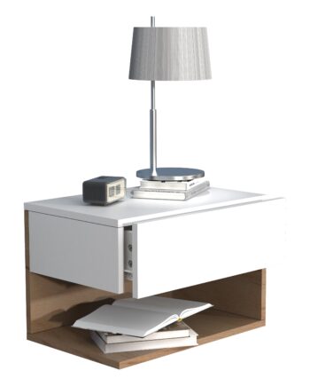 Natbord   Sengebord  30x45x32 Cm  Hvid Og Naturfarvet