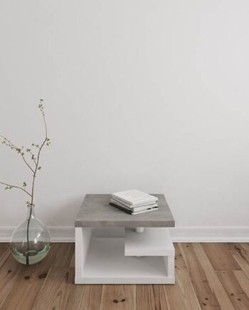 Nordic Furniture Hjørnebord   Hvid Ask Og Betonfarve  :60 Cm : Erling Christensen Møbler  : Erling Christensen Møbler