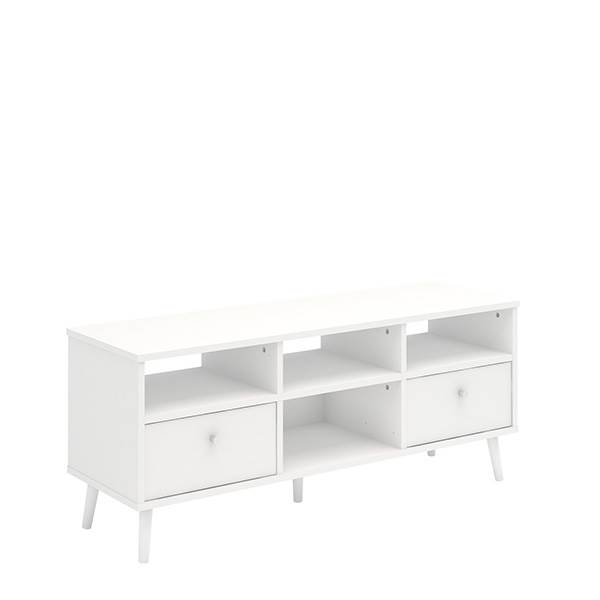 Nordic Furniture Tv-bænk Med   Skuffer   Mat Hvid  :128 Cm : Erling Christensen Møbler  : Erling Christensen Møbler
