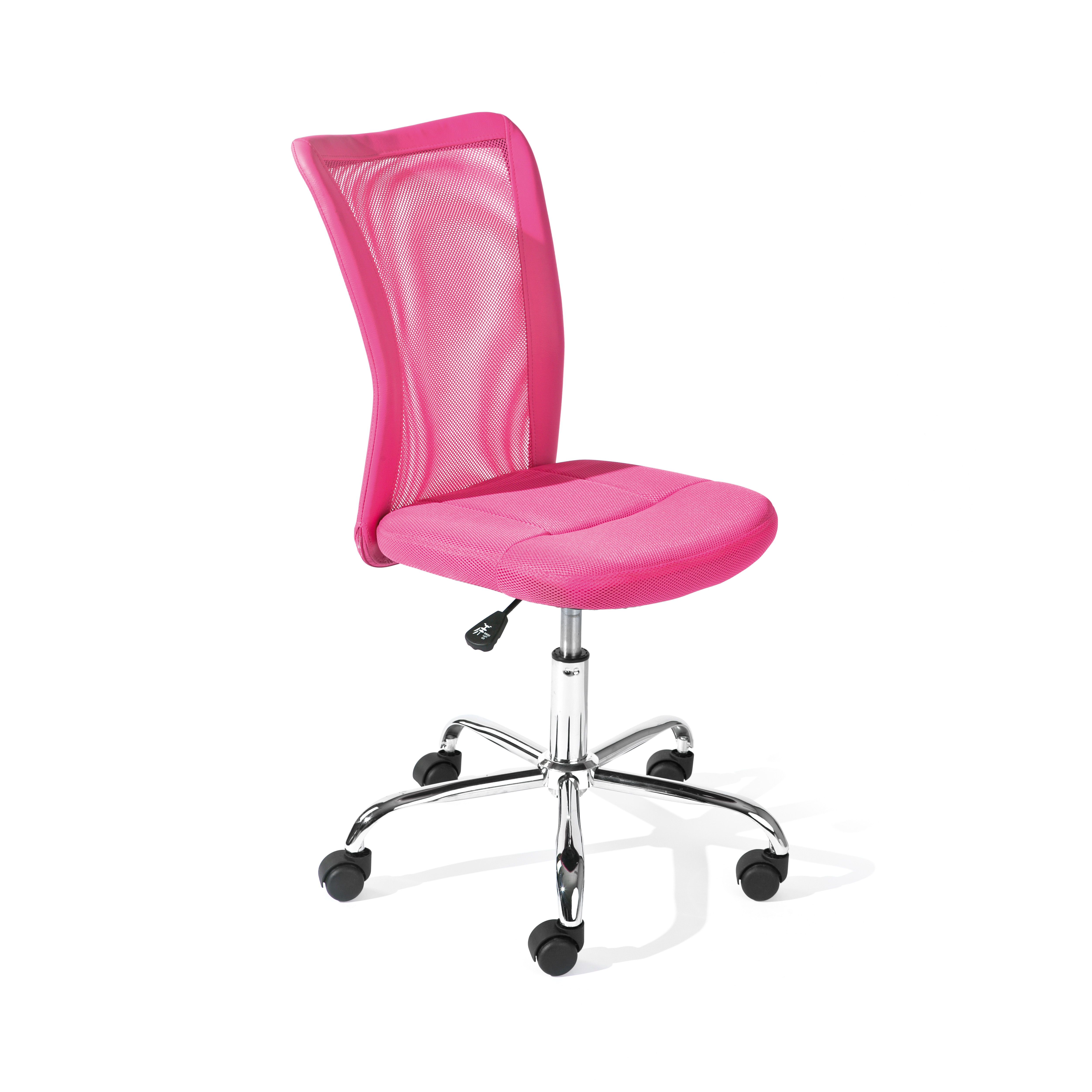 Nordic Living Collection Bonnie Kontorstol Til Børn     Drejeligt Sæde    Sikkerhedshjul  Højdejusterbar Pink Pu Net Og Krom Metal