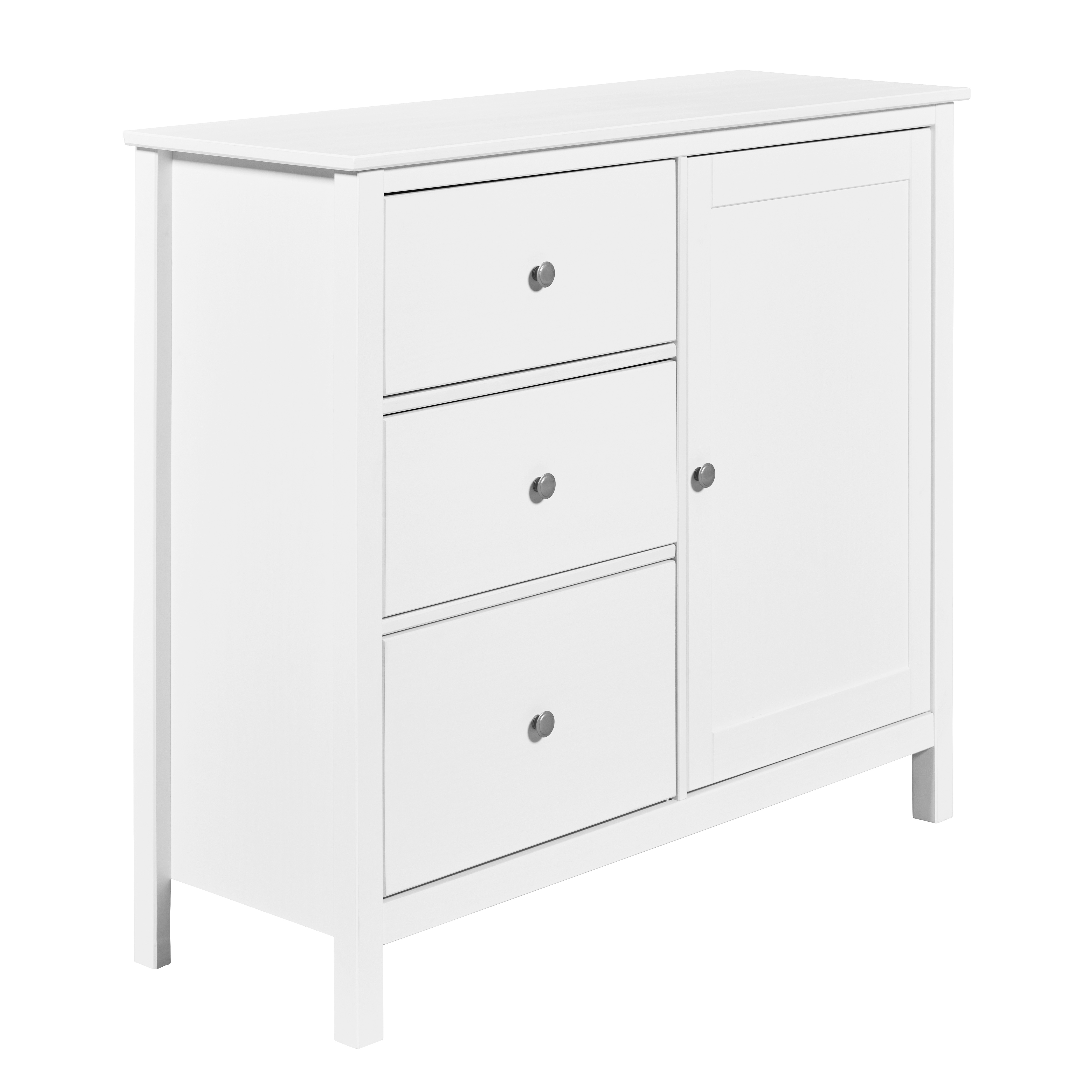 Nordic Living Collection Chilly Home Kommode       Låge    Skuffer Og   Hylde Hvid Fyrretræ