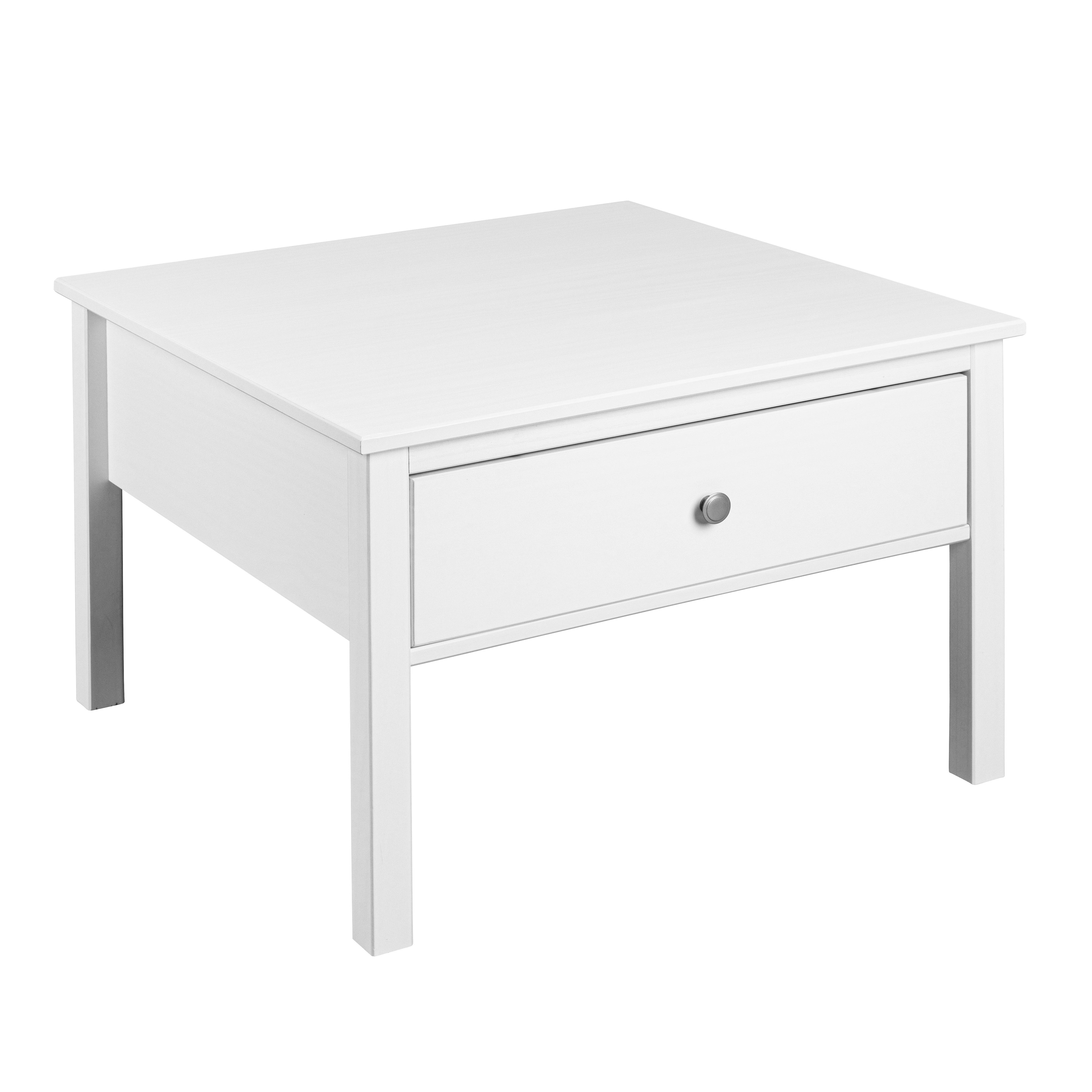 Nordic Living Collection Chilly Home Sofabord       Skuffe Hvid Fyrretræ  70x70