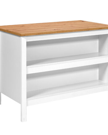 Nordic Living Collection Julina Køkkenø       åbne Hylder Hvid Og Artisan Egefinish Melamin  124x75