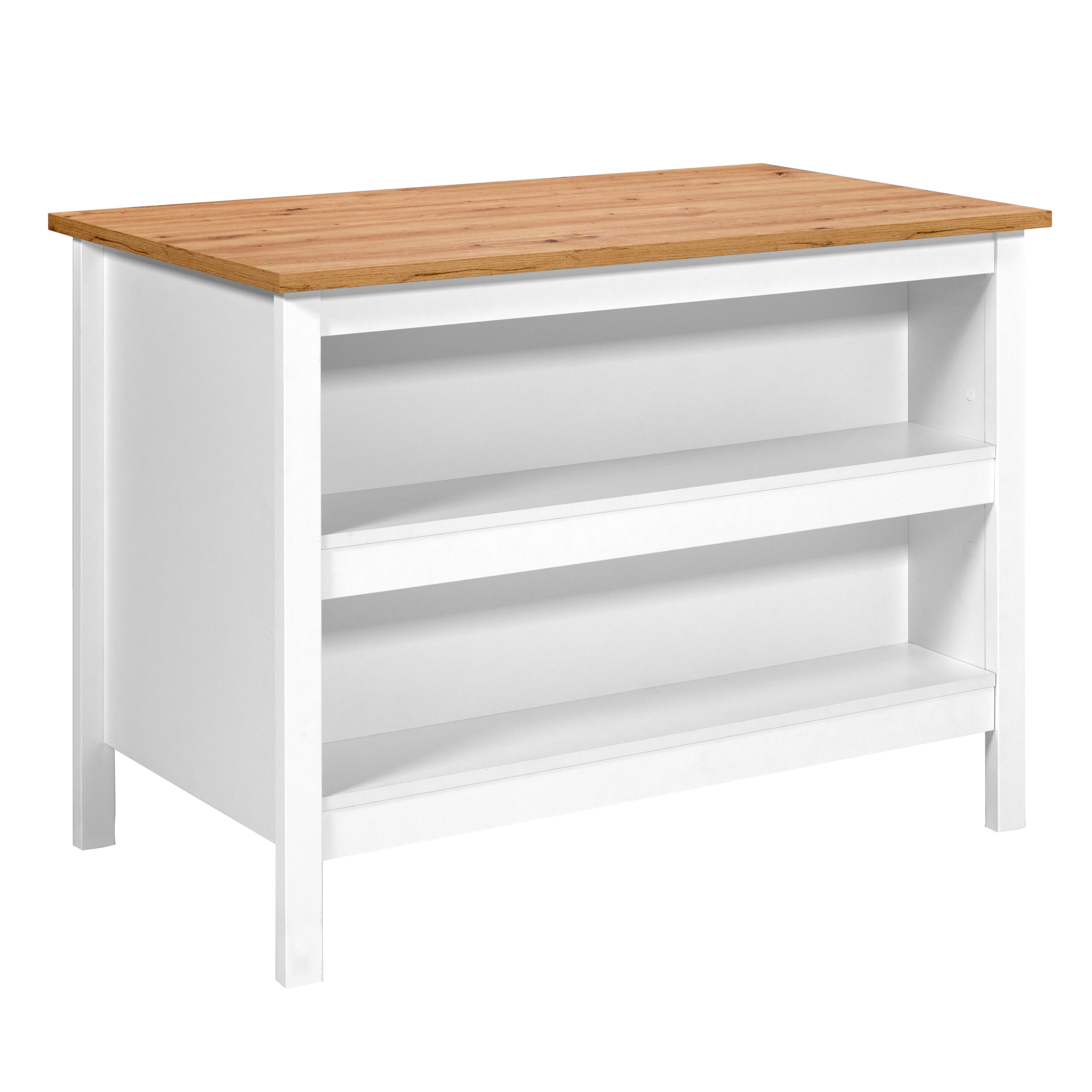 Nordic Living Collection Julina Køkkenø åbne Hylder Hvid Og Artisan Egefinish Melamin 124x75