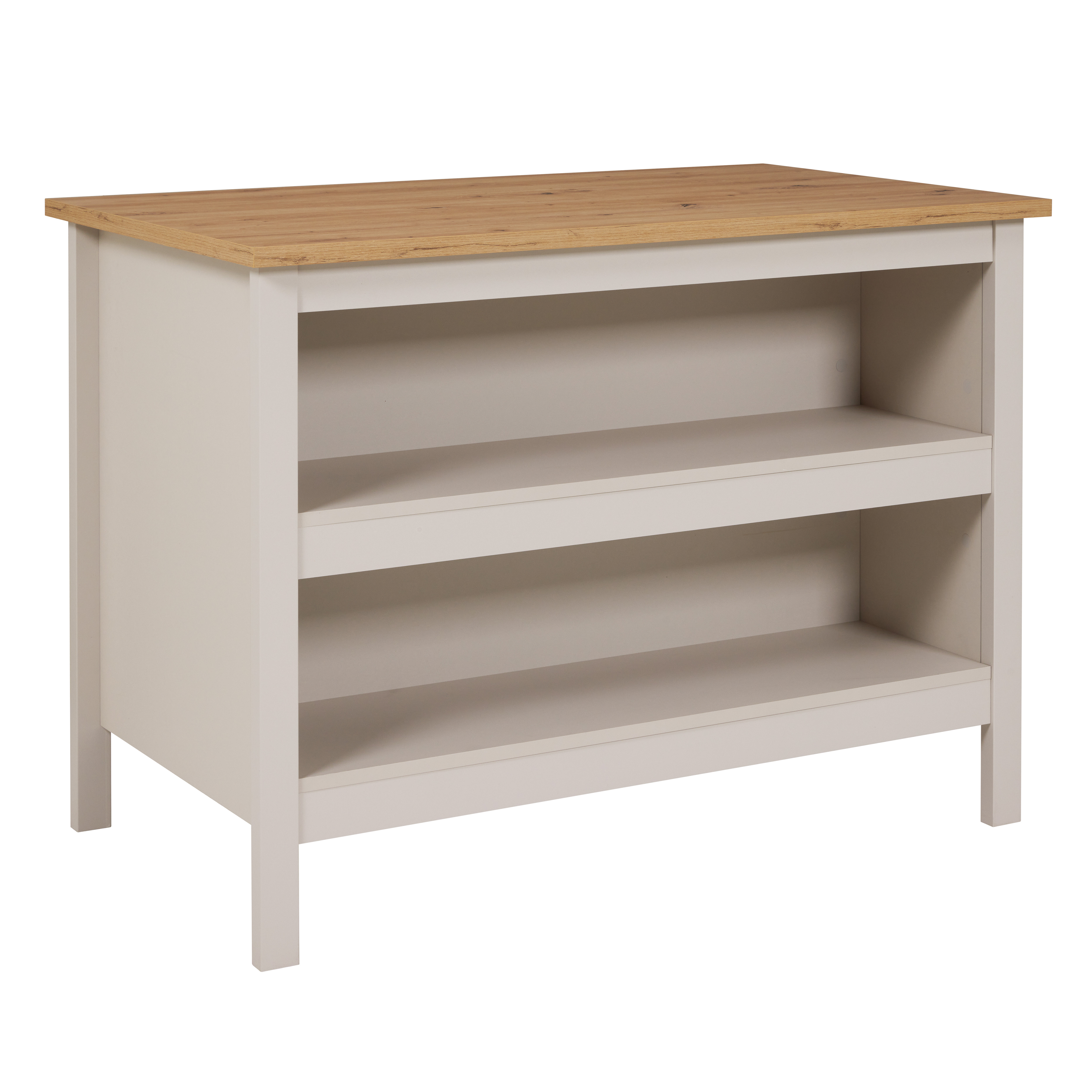 Nordic Living Collection Køkkenø Emmilia Køkkenø       åbne Hylder Cashmere Og Artisan Egefinish Melamin  124x75