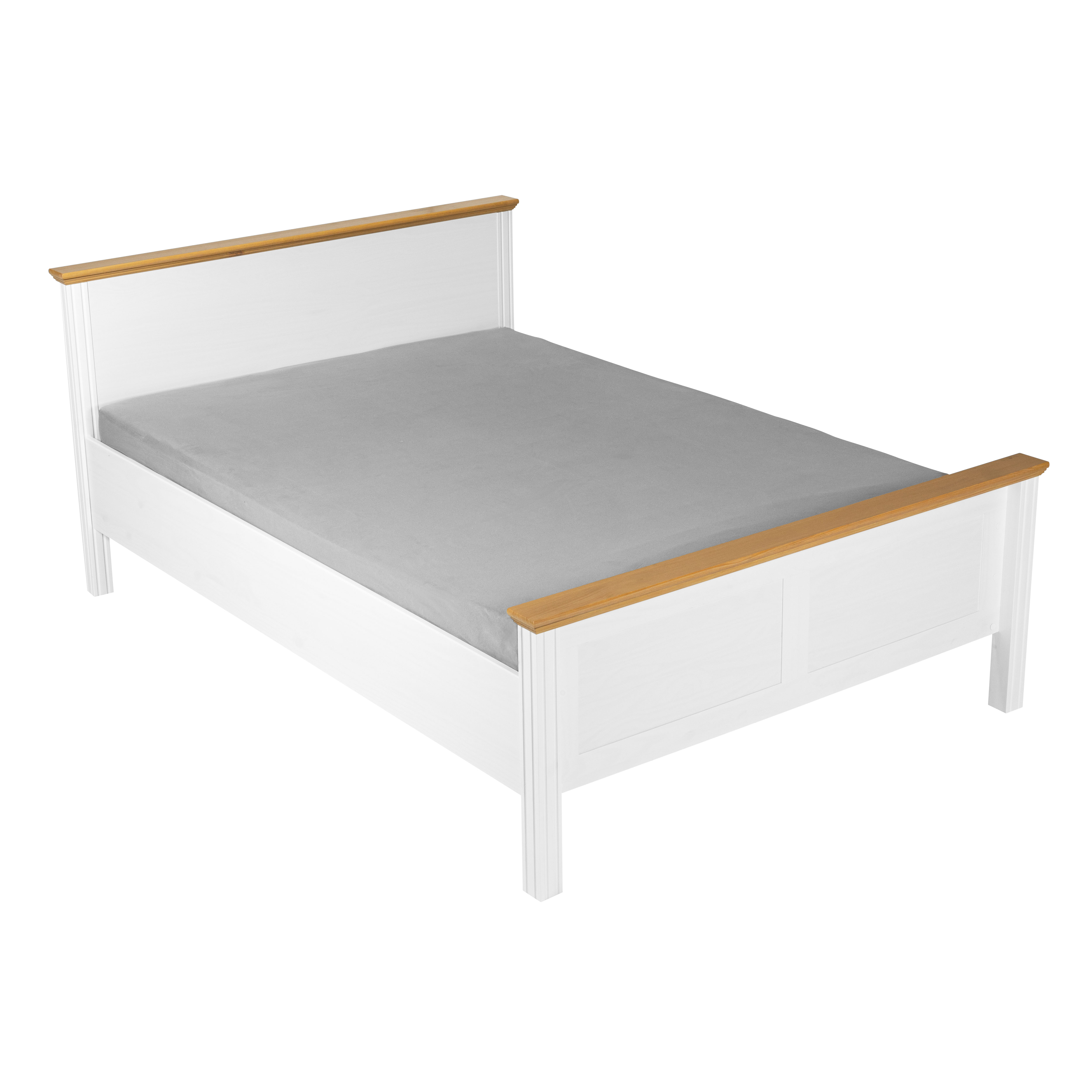 Nordic Living Collection Maluno Sengeramme     Hovedgærde     Lamelbund Natur Og Hvid Fyrretræ  140x200