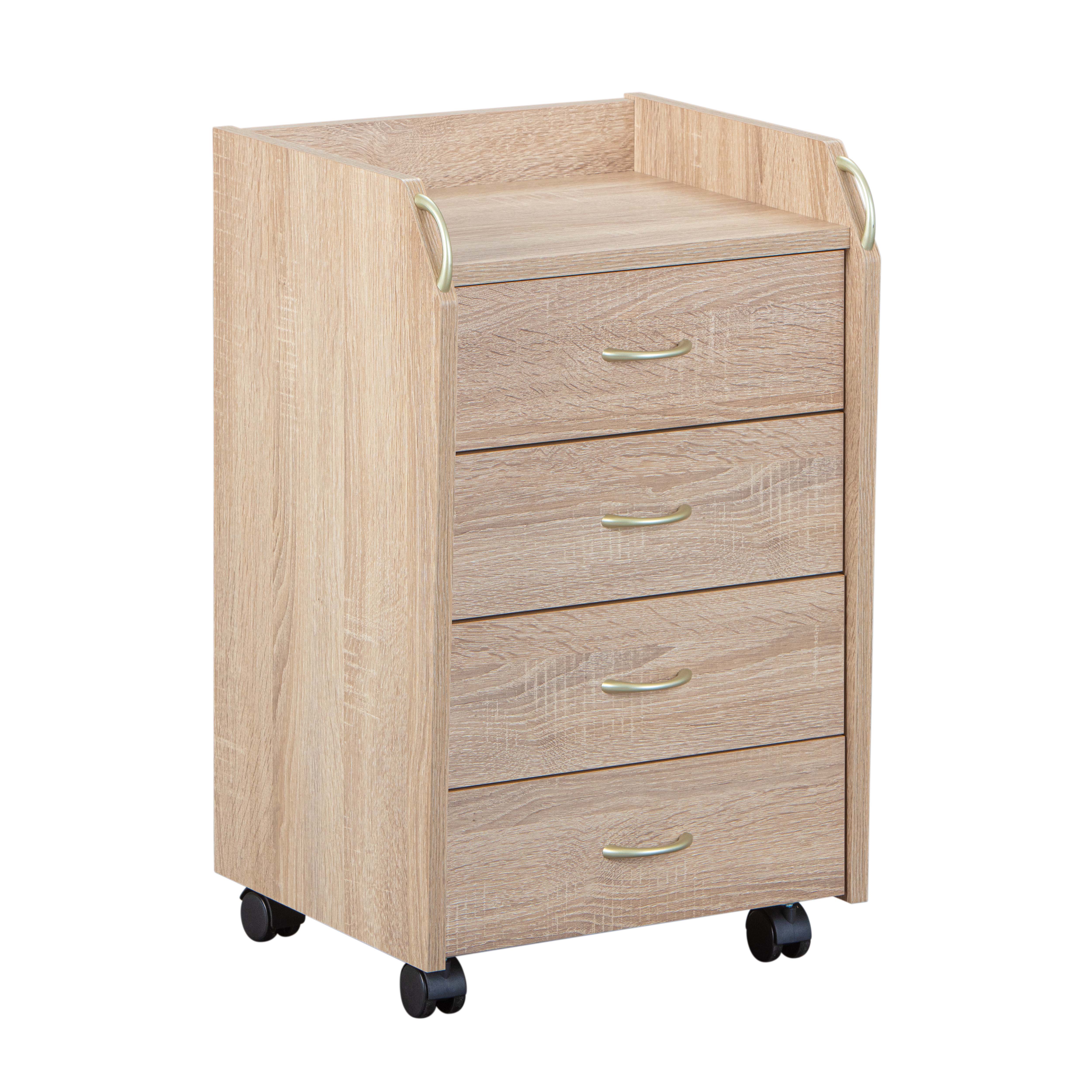 Nordic Living Collection Novi Arkivskab       Rum    Skuffer Og   Drejehjul Natur Sonoma-eg-finish Mdf  40x36