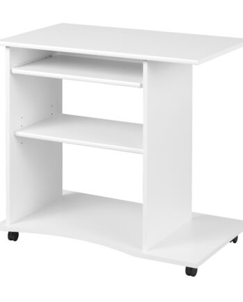 Nordic Living Collection Pepe Skrivebord       Hylder    Udtræks Tastaturhylde  Hjul Hvid Melamin  80x50