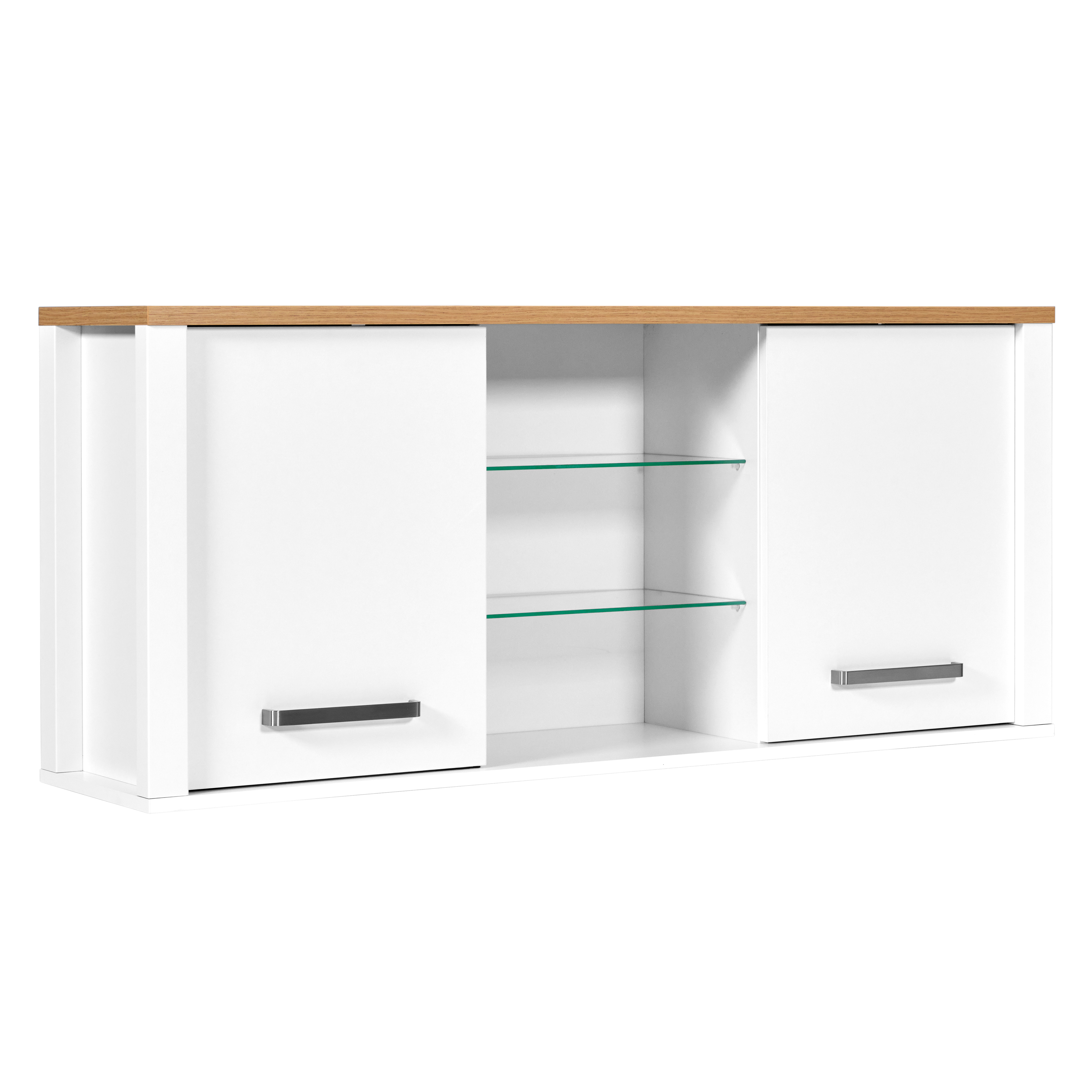Nordic Living Collection Sicilia Køkken Vægskab       Låger    Hylder Glas Og Natur Artisan Egefinish Og Hvid Melamin