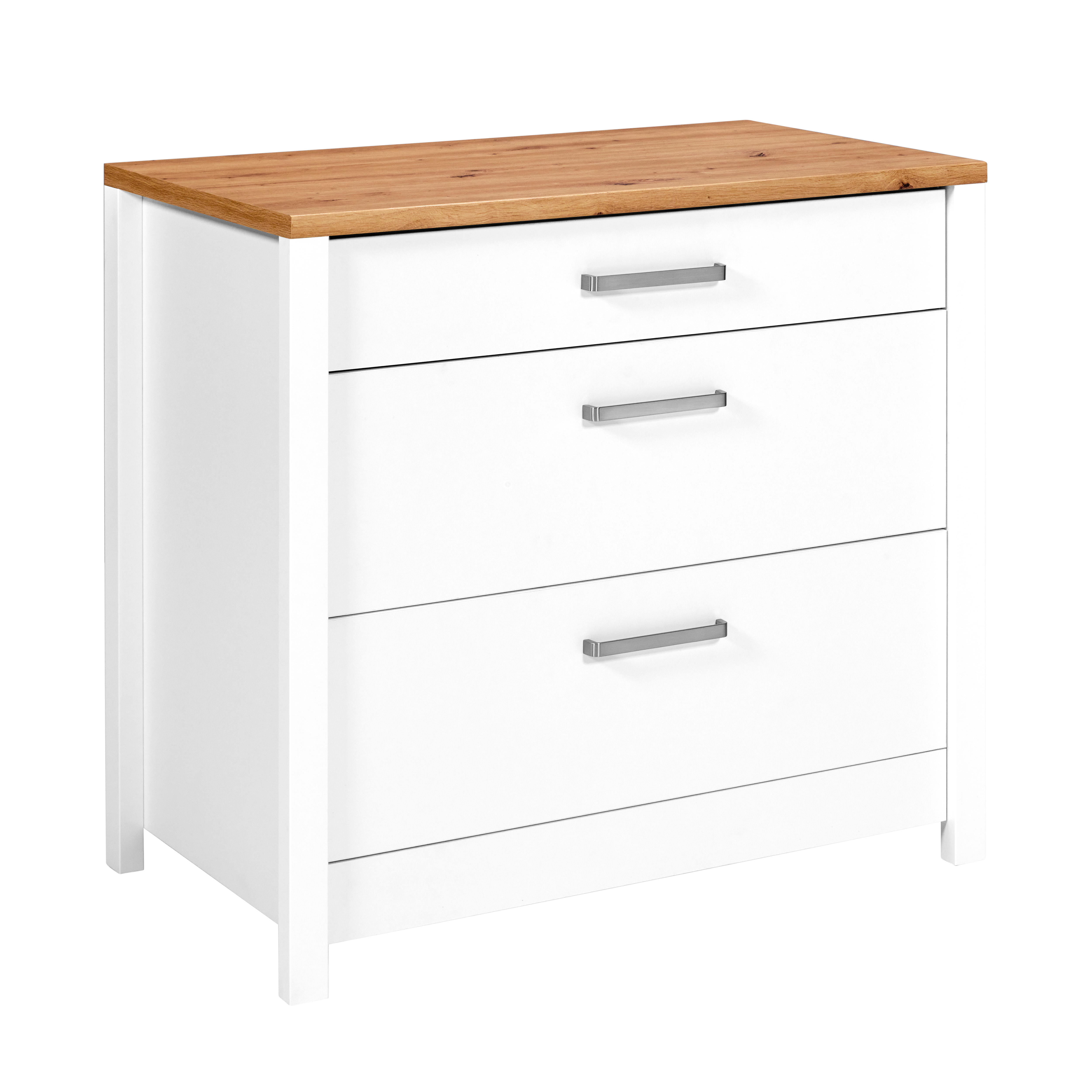 Nordic Living Collection Sicilia Køkkenskab Til Kogeplade       Skuffer Natur Artisan Egefinish Og Hvid Melamin