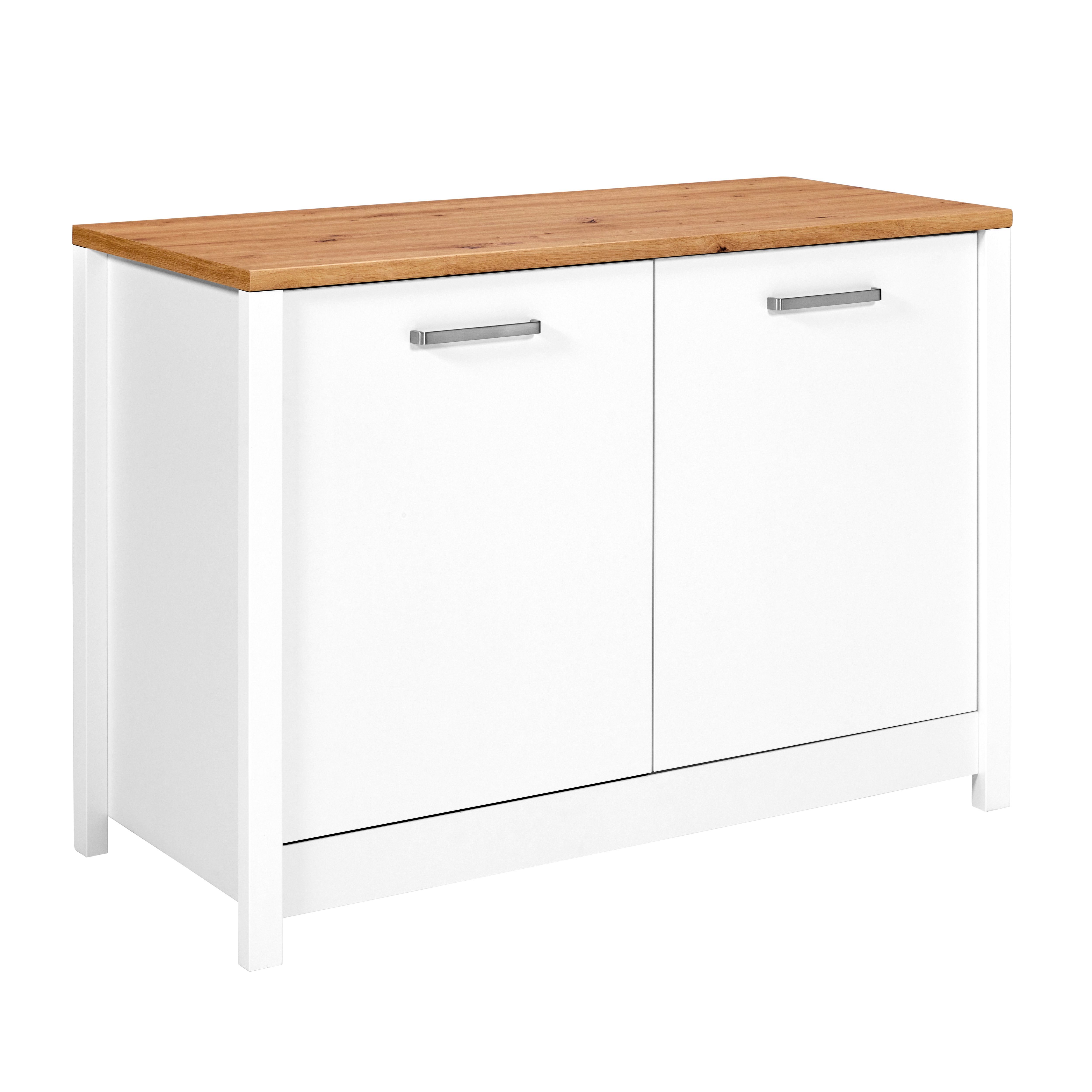Nordic Living Collection Sicilia Køkkenskab Til Vask Og Opvaskemaskine       Låger    Hylde Natur Artisan Egefinish Og Hvid Melamin