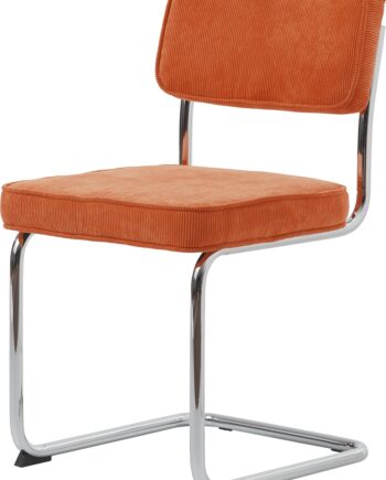 Nordique Design Rupert Spisebordsstol Orange Corduroy Stof Med Kromben