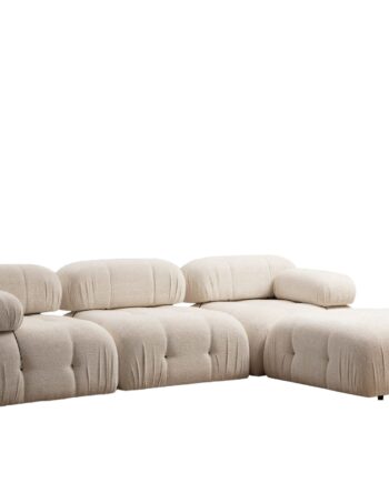 Nordvärk Bubble L1-o1-1r-puf Hjørnesofa Creme Bouclette Polyester Og Mat Sort Plast