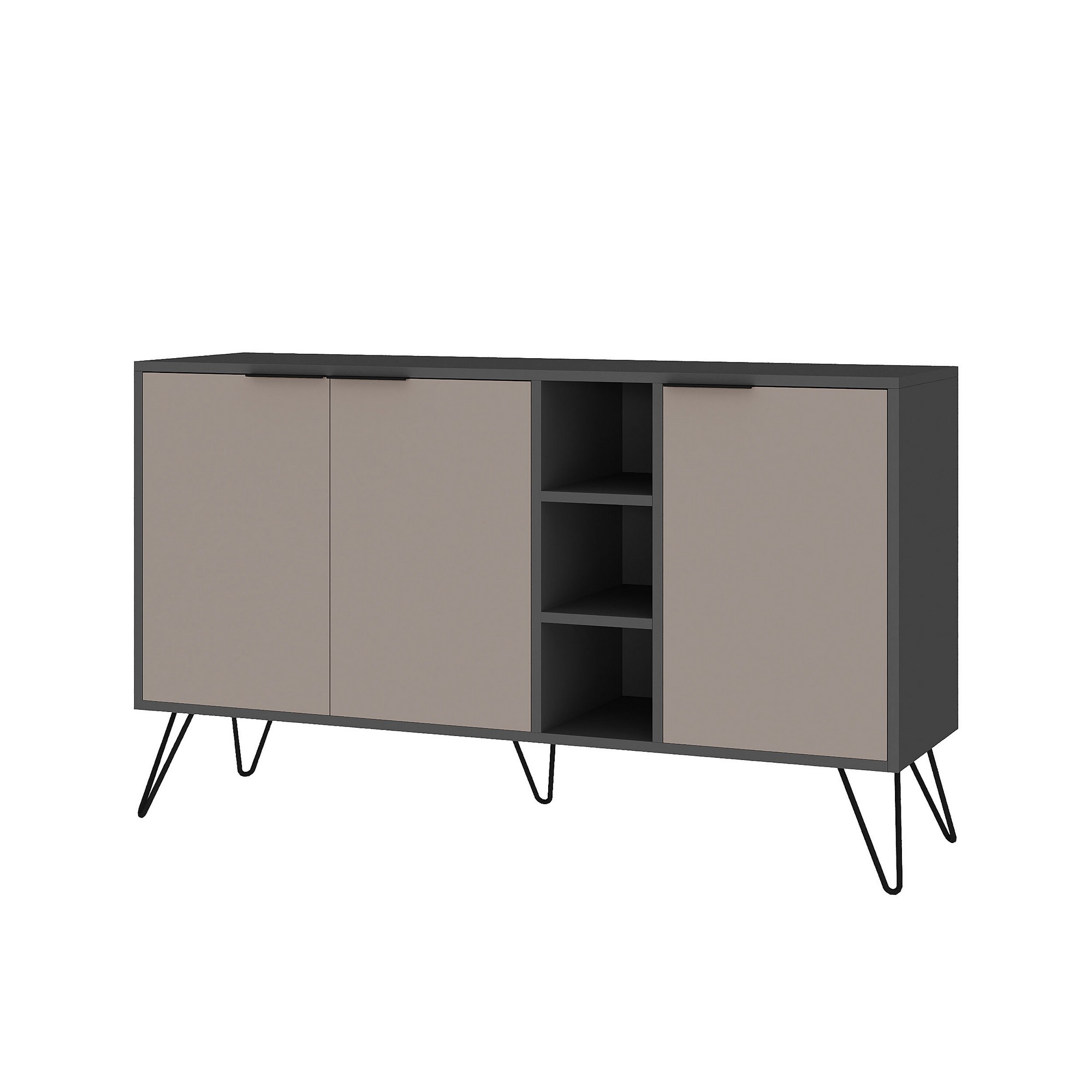 Nordvärk Clara Konsolbord Låger Hylder Antracitgrå Lys Mokka Melamin Og Metal 142x35