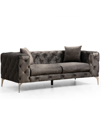 Nordvärk Como   Pers  Sofa Antracitgrå Polyester Stof Og Forkromet Metal