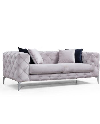 Nordvärk Como   Pers  Sofa Lysegrå Polyester Og Krom Metal