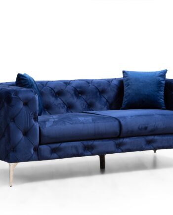 Nordvärk Como   Pers  Sofa Marineblå Polyester Og Krom Metal