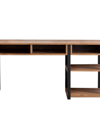 Nordvärk Emro Study Skrivebord       Rum Og   Hylder Valnød Melamin Og Sort Metal  150x58