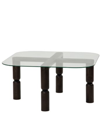 Nordvärk Kei Sofabord  Kvadratisk Glas Og Antracit Træ  80x80