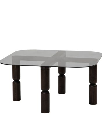 Nordvärk Kei Sofabord  Kvadratisk Røgfarvet Glas Og Antracit Træ  80x80