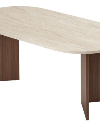 Nordvärk Sablin Spisebord  Oval Sand Travertin Og Brun Milano Valnød Melamin  180x90