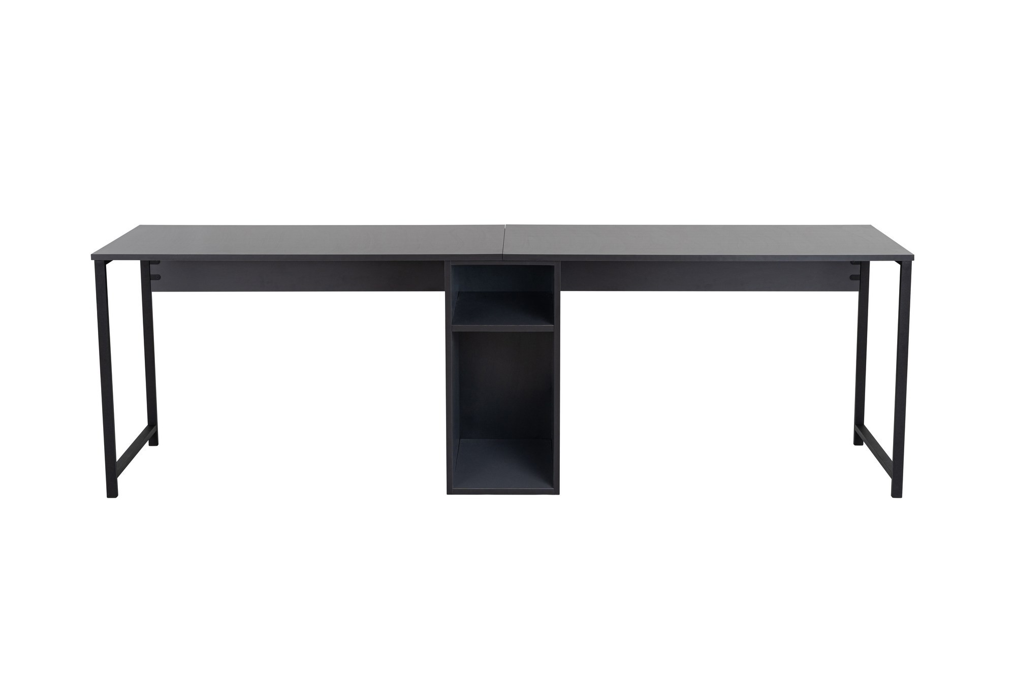Nordvärk Twin Dobbelt Skrivebord Rum Antracitgrå Melamin Og Sort Metal 240x60