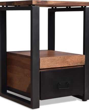 Obuzi Hayfay-rex Natbord   Massivt Rosentræ   Jern  Rummelig Skuffe  H65   45   45 Cm  Mørk Natur Sort