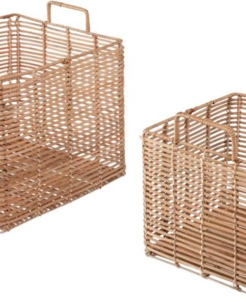 Opbevaringskurve Kave Home Dalina   Rattan Natur Sæt Af   30x31x31 Cm