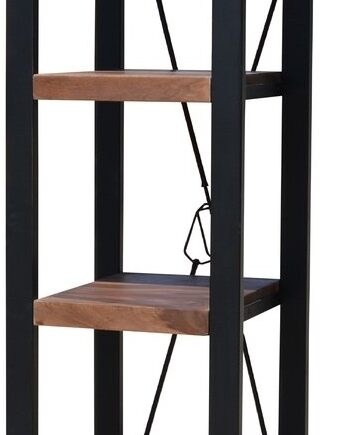 Opbevaringsreol Obuzi Hayfay   Massivt Rosentræ Og Sort Jern 160ã 60ã 40 Cm