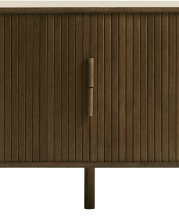 Opbevaringsskænk Nordique Design Cavo Med Røget Glasurlak  Mdf   Egetræsfinér    Justerbare Hylder  Egetræsben  160ã 45ã 76 Cm