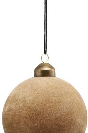 Ornament House Doctor Flock ø8 Cm Lysebrun Glas Og Fløjl Julepynt