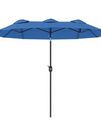 Parasol  Haveparasol  Vipbar  Med Håndsving  Vindfang  Polyester Stål  Marineblå  285   147 Cm