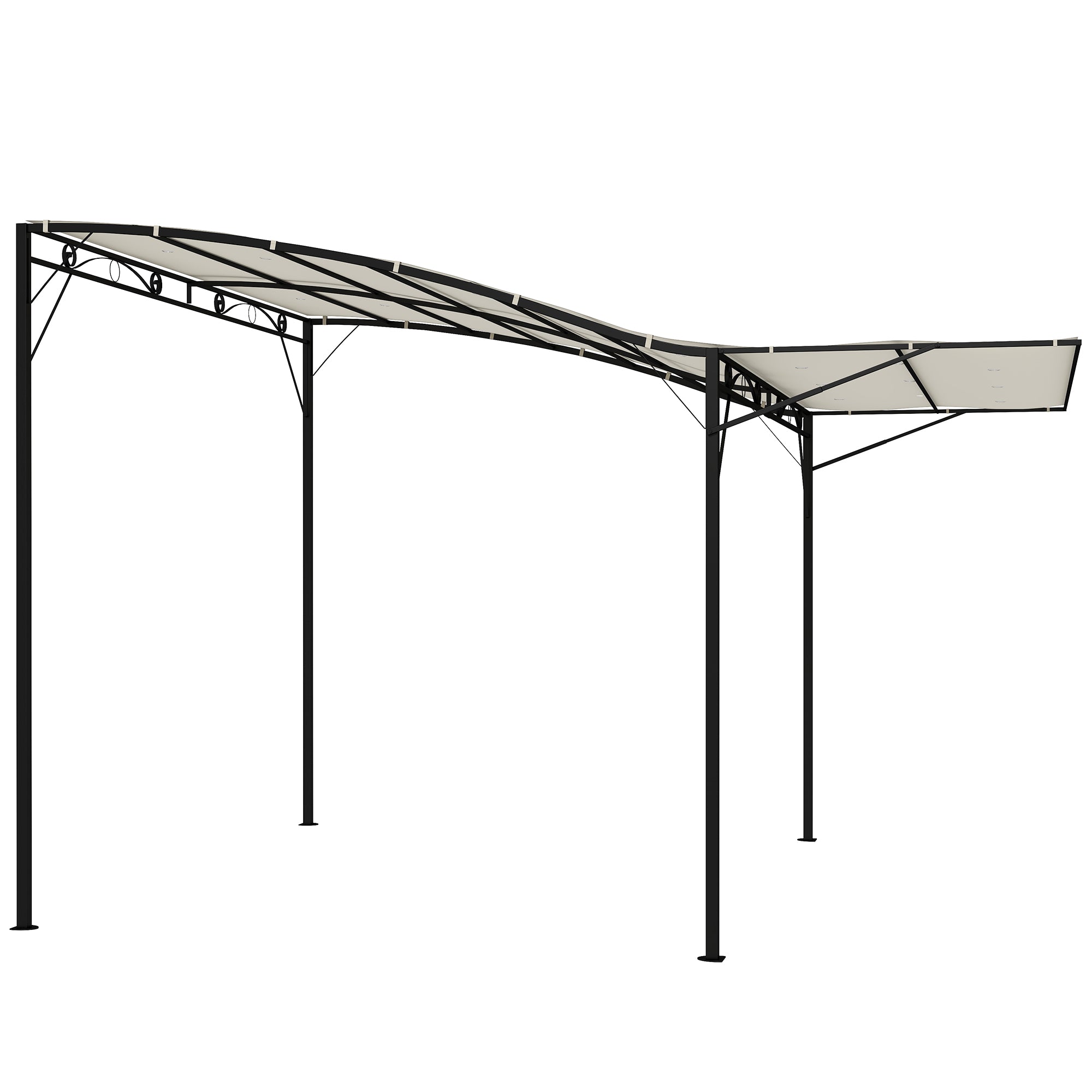 Pavillon Med Foldbar Tagforlænger Vejrbestandig Cremehvid