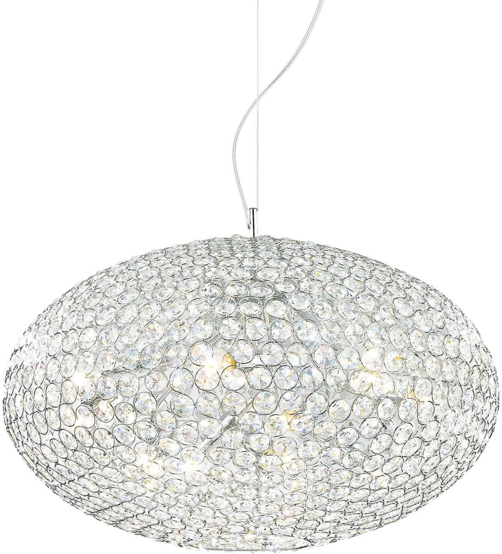 Pendel Lampe Hængelampe Ideal Lux Orion  Krom  ø50 Cm  Justerbar Højde  Metal Glas Krystal